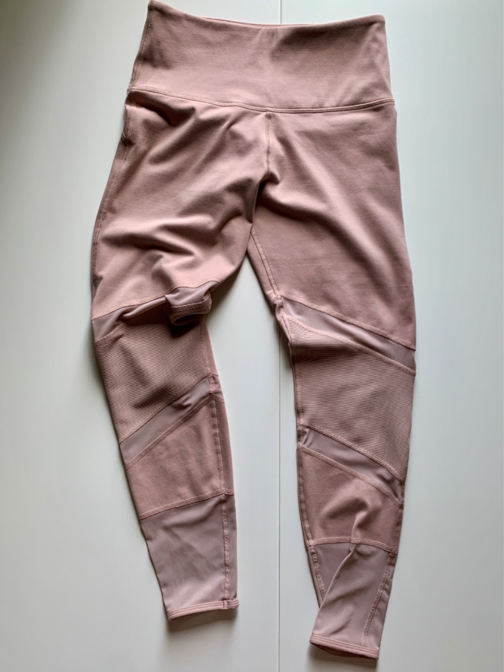 Lorna Jane blush pink leggings with sheer panels